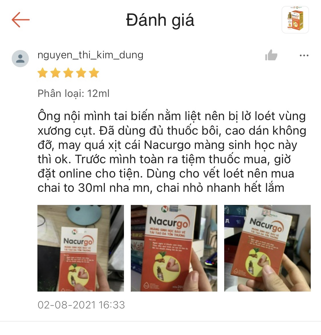 90% bệnh nhân dùng Nacurgo cho tình trạng lở loét da, loét tỳ đè cho phản hồi rất tốt 4 90% bệnh nhân dùng Nacurgo cho tình trạng lở loét da, loét tỳ đè cho phản hồi rất tốt 4